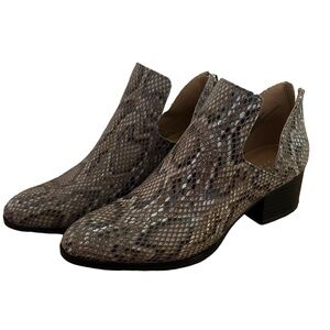 New Directions Womens 6 Fredricka Vegan Brown Snakeskin Booties Short Boots Boho